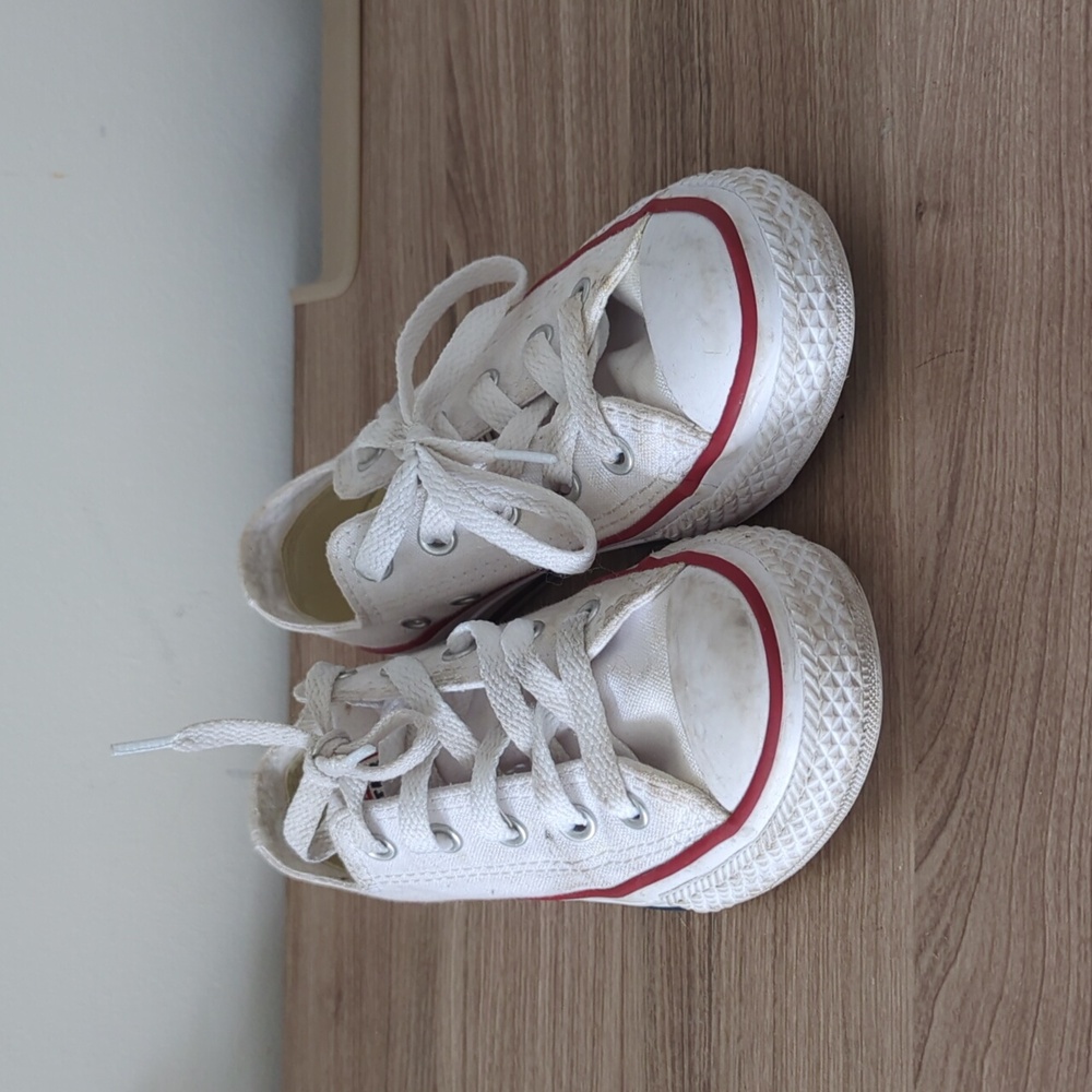 Converse Kids Sneakers in White with Red Accents